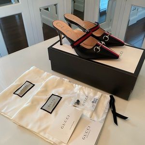 100% Authentic Gucci Mid-Heel Slide With Web